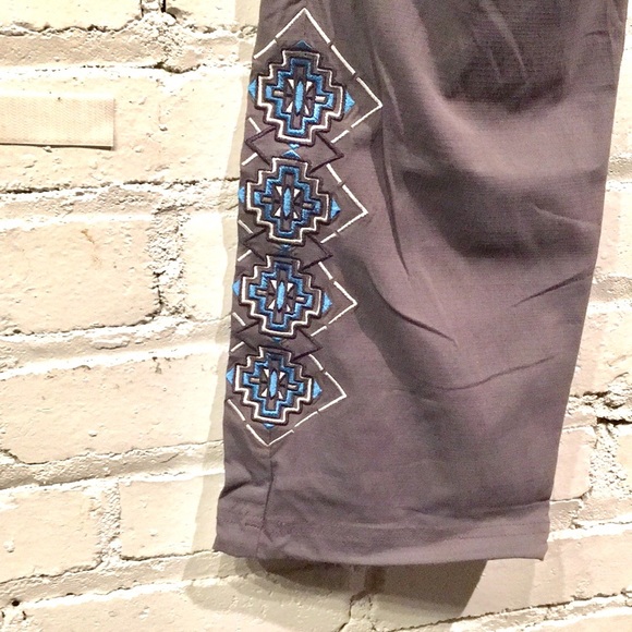 Prana Pants - Prana Hiking pants tribal embroidered leg EUC sz 0